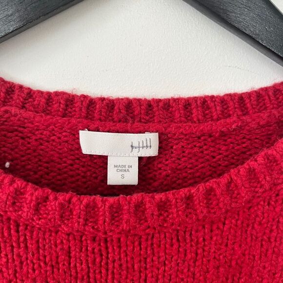 J.Jill Red Black Stripe Wool Blend Plush Pullover Crewneck Knit Sweater - Picture 3 of 6